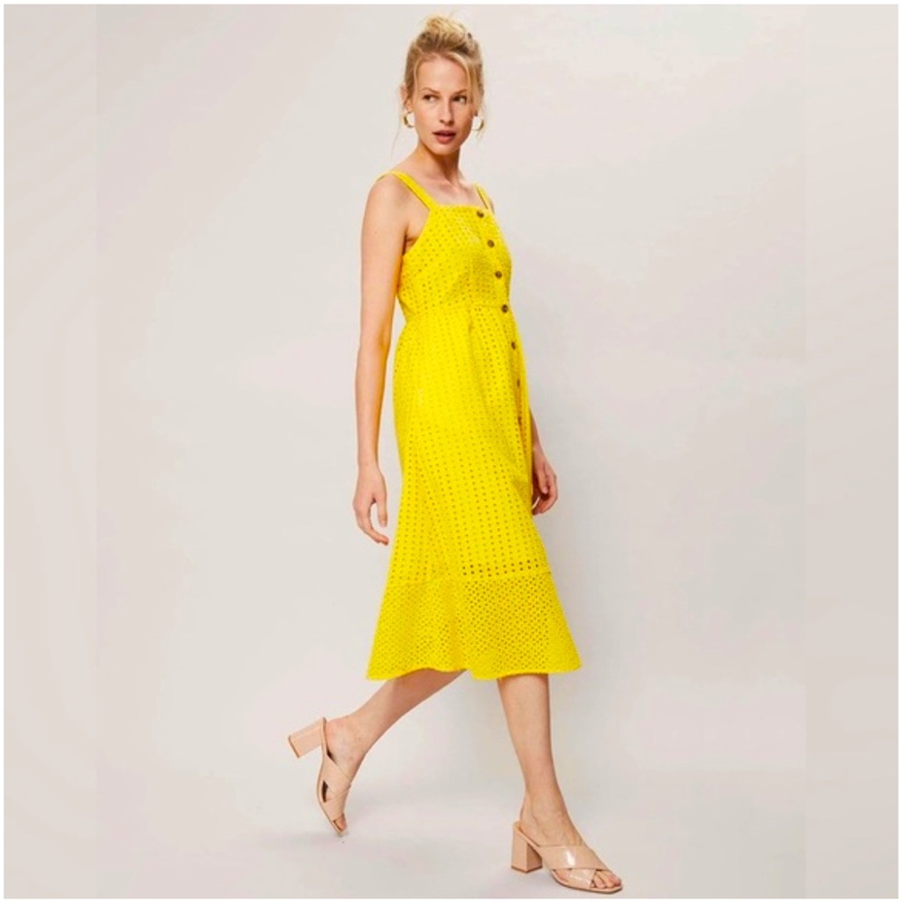 J CREW| Collette Classic Yellow Eyelet Summer Dress | Size 4